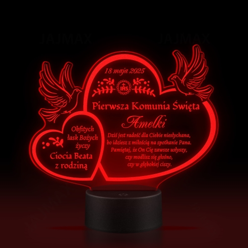 Statuetka led gołąbki PIERWSZA KOMUNIA ŚWIĘTA grawer