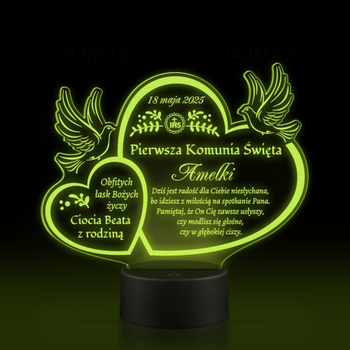 Statuetka led gołąbki PIERWSZA KOMUNIA ŚWIĘTA grawer