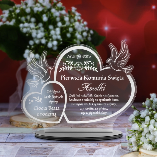 STATUETKA gołąbki pierwsza komunia święta grawer