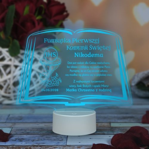 statuetka LED biblia prezent Pierwsza Komunia Święta 
