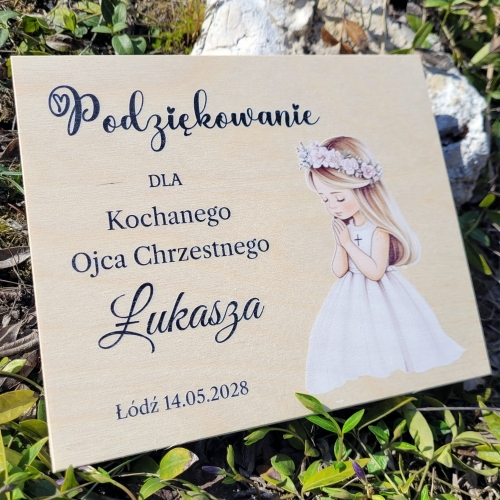 Spersonalizowane pudełko podziękowanie dla chrzestnych dla ojca chrzestnego komunia