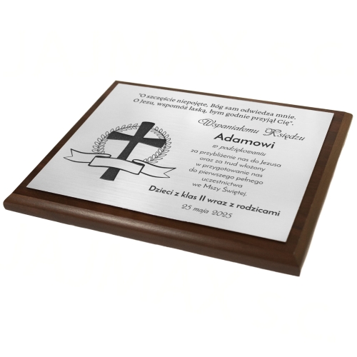 Podziękowanie dla księdza Pierwsza Komunia Święta światło wiary drewniany obrazek