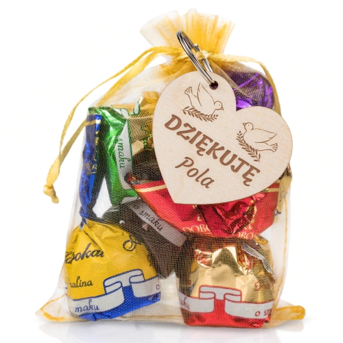 Breloczek serce z grawerem i słodki upominek wyjątkowe podziękowanie na komunię