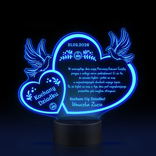 Personalizowana statuetka LED podziękowanie dziadka Pierwsza Komunia Święta