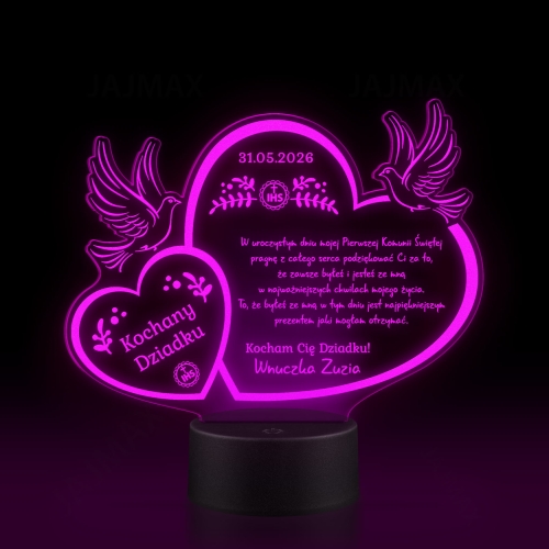 Personalizowana statuetka LED podziękowanie dziadka Pierwsza Komunia Święta