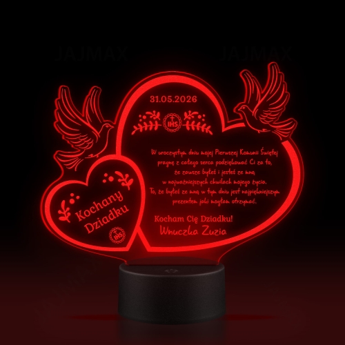 Personalizowana statuetka LED podziękowanie dziadka Pierwsza Komunia Święta