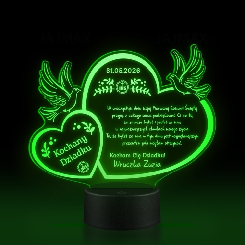 Personalizowana statuetka LED podziękowanie dziadka Pierwsza Komunia Święta