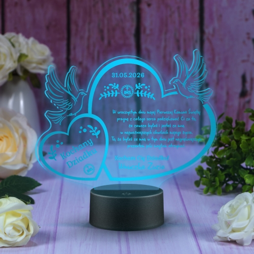 Personalizowana statuetka LED podziękowanie dziadka Pierwsza Komunia Święta