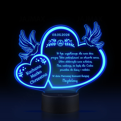 Statuetka LED PODZIĘKOWANIA KOMUNIA dla dziadków chrzestnych