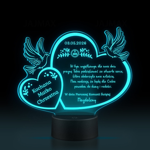 Statuetka LED PODZIĘKOWANIA KOMUNIA dla dziadków chrzestnych