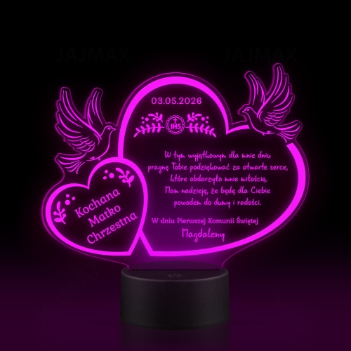 Statuetka LED PODZIĘKOWANIA KOMUNIA dla dziadków chrzestnych