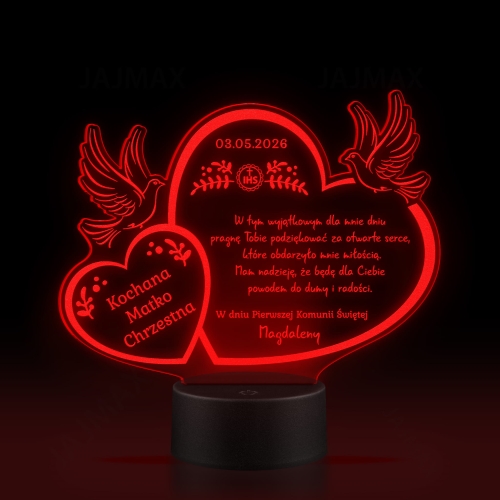Statuetka LED PODZIĘKOWANIA KOMUNIA dla dziadków chrzestnych