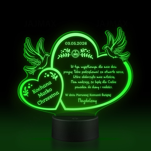 Statuetka LED PODZIĘKOWANIA KOMUNIA dla dziadków chrzestnych