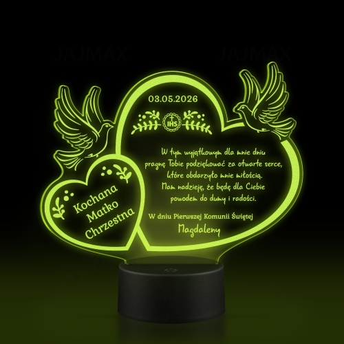 Statuetka LED PODZIĘKOWANIA KOMUNIA dla dziadków chrzestnych
