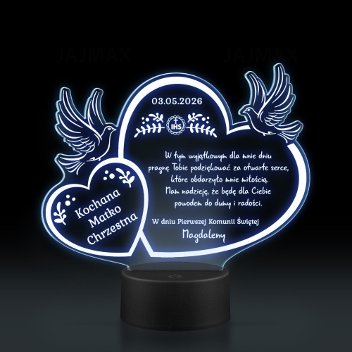 Statuetka LED PODZIĘKOWANIA KOMUNIA dla dziadków chrzestnych