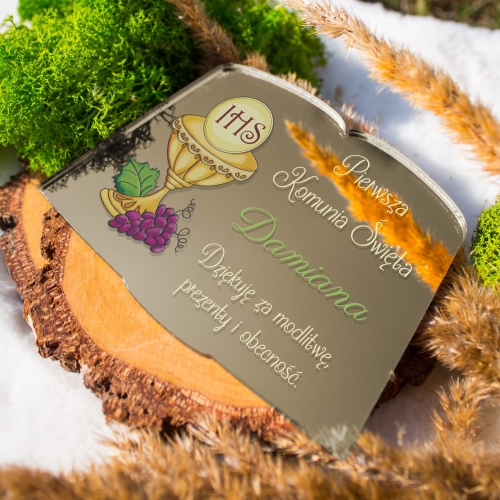 Złoty magnes w eleganckim stylu luksusowe podziękowanie dla gości komunii