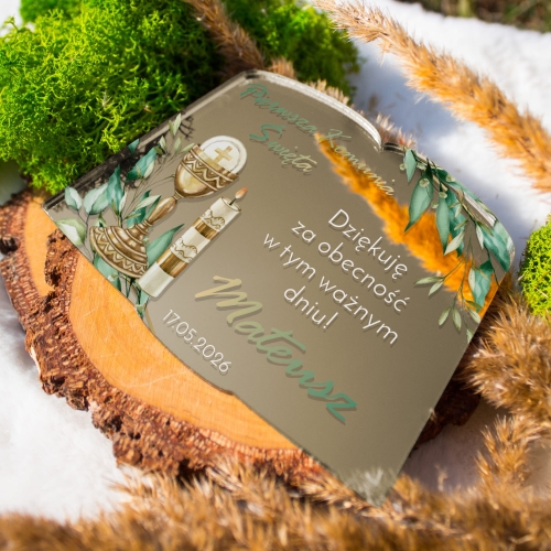 ELEGANCKIE PODZIĘKOWANIA DLA GOŚCI KOMUNIA magnes księga