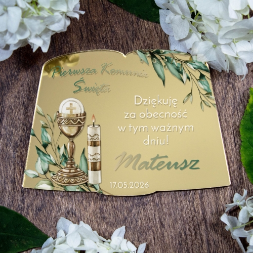 ELEGANCKIE PODZIĘKOWANIA DLA GOŚCI KOMUNIA magnes księga