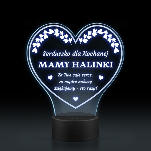 prezent dla mamy z grawerem LAMPKA LED STATUETKA SERCE 