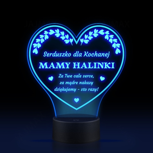 prezent dla mamy z grawerem LAMPKA LED STATUETKA SERCE 