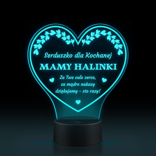 prezent dla mamy z grawerem LAMPKA LED STATUETKA SERCE 