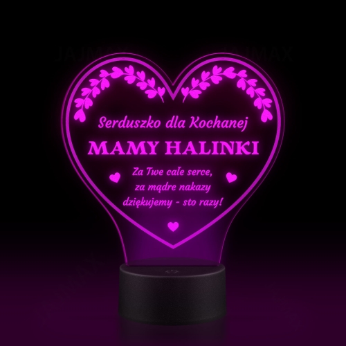 prezent dla mamy z grawerem LAMPKA LED STATUETKA SERCE 