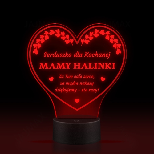 prezent dla mamy z grawerem LAMPKA LED STATUETKA SERCE 