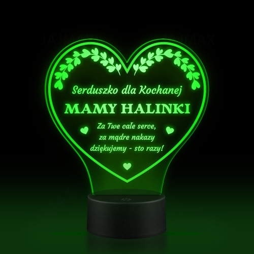prezent dla mamy z grawerem LAMPKA LED STATUETKA SERCE 