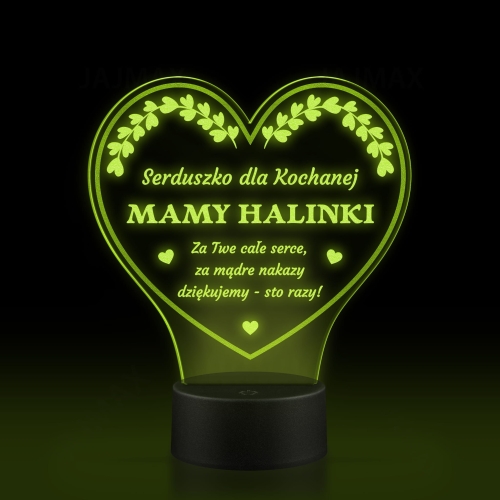 prezent dla mamy z grawerem LAMPKA LED STATUETKA SERCE 