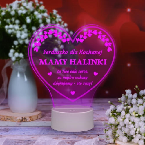 prezent dla mamy z grawerem LAMPKA LED STATUETKA SERCE 