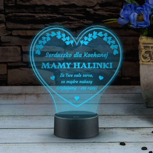 prezent dla mamy z grawerem LAMPKA LED STATUETKA SERCE 