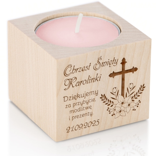 Świecznik upominki dla gości CHRZEST ŚWIĘTY grawer
