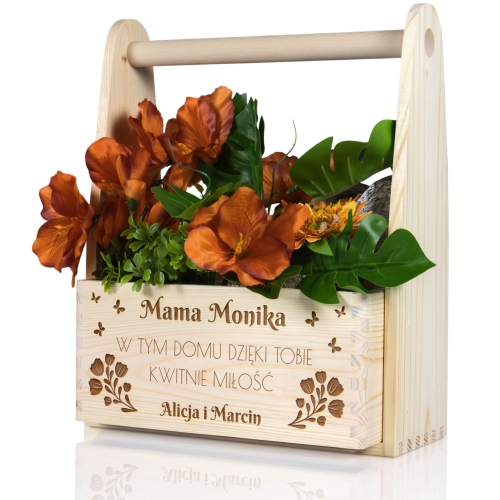 Personalizowane nosidło na kwiaty z grawerem Prezent na Dzień Matki