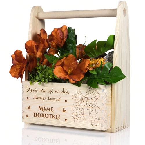 Drewniana doniczka z dedykacją Prezent personalizowany dla Mamy 26 maja