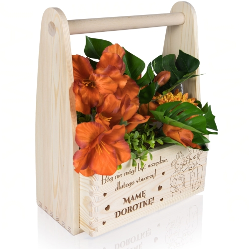Drewniana doniczka z dedykacją Prezent personalizowany dla Mamy 26 maja