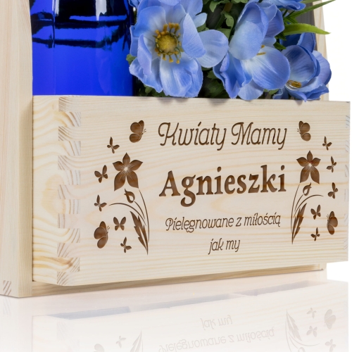Skrzynka z grawerem na kwiaty Personalizowany prezent dla ukochanej Mamy