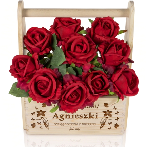 Skrzynka z grawerem na kwiaty Personalizowany prezent dla ukochanej Mamy