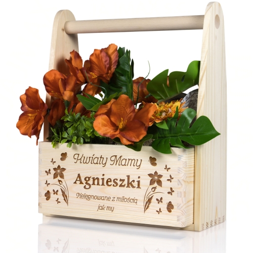 Skrzynka z grawerem na kwiaty Personalizowany prezent dla ukochanej Mamy