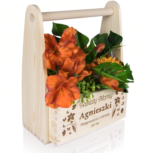 Skrzynka z grawerem na kwiaty Personalizowany prezent dla ukochanej Mamy