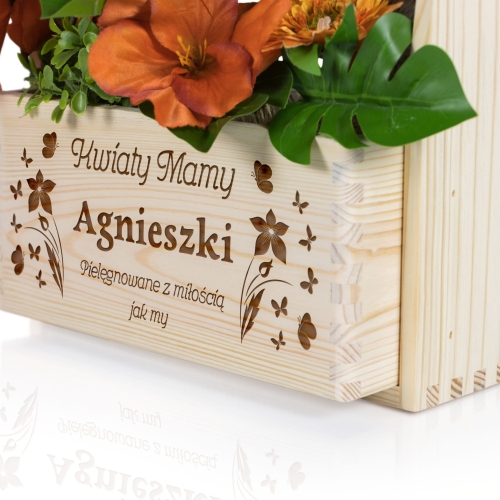 Skrzynka z grawerem na kwiaty Personalizowany prezent dla ukochanej Mamy