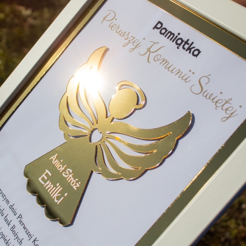 Anioł Stróż Złoty PAMIĄTKA PIERWSZEJ KOMUNII ŚWIĘTEJ prezent