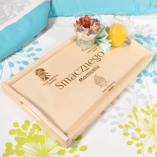 Składany stolik śniadaniowy z grawerem Idealny prezent dla Mamy