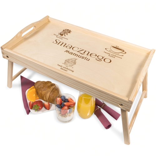 Składany stolik śniadaniowy z grawerem Idealny prezent dla Mamy