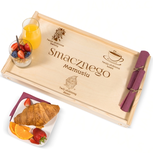 Składany stolik śniadaniowy z grawerem Idealny prezent dla Mamy