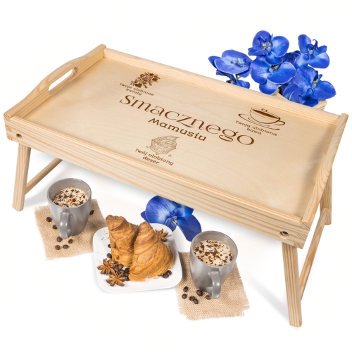 Składany stolik śniadaniowy z grawerem Idealny prezent dla Mamy