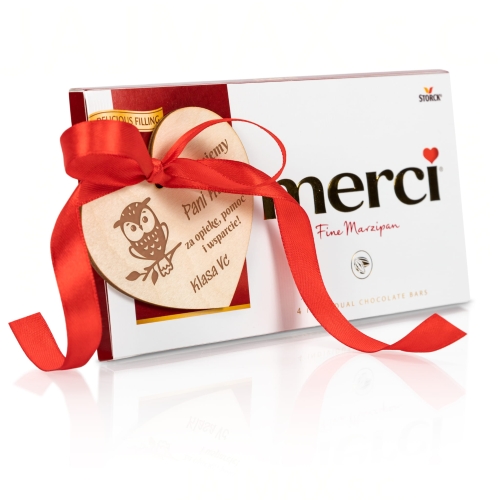 Czekolada merci z sercem PODZIĘKOWANIA DLA NAUCZYCIELA grawer