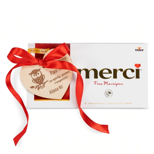 Czekolada merci z sercem PODZIĘKOWANIA DLA NAUCZYCIELA grawer