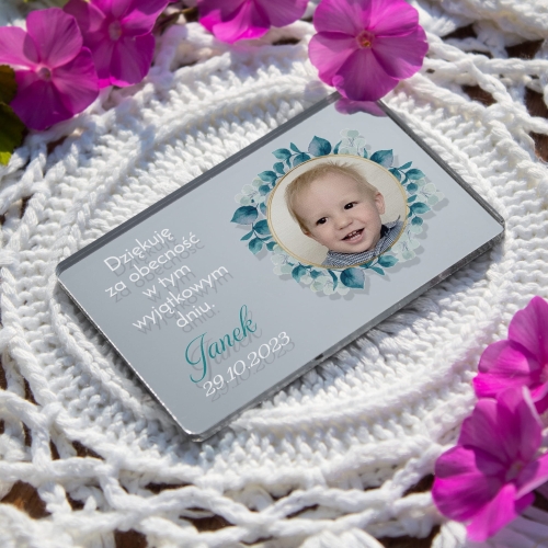 Personalizowany magnes ze zdjęciem Chrzest Święty dla gości