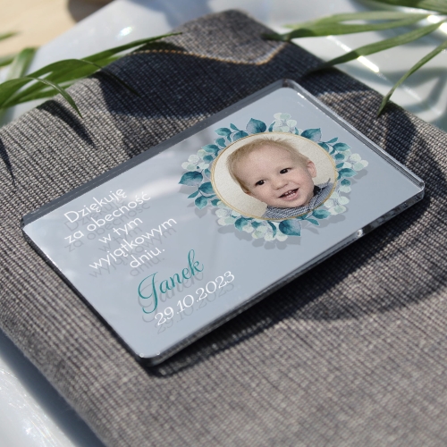 Personalizowany magnes ze zdjęciem Chrzest Święty dla gości