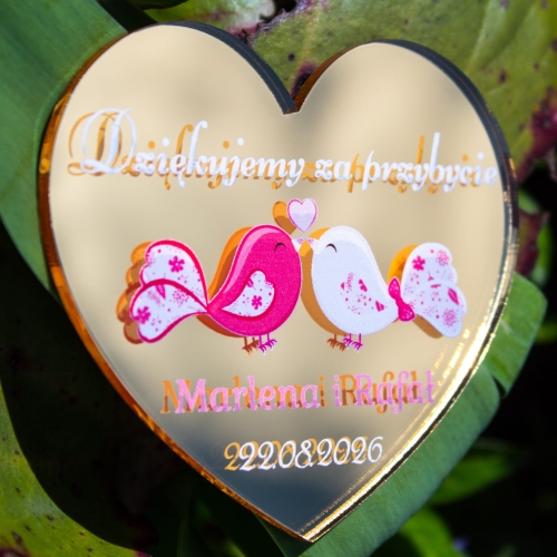 POMYSŁ NA PODZIĘKOWANIA DLA GOŚCI magnesy złote lustro serca